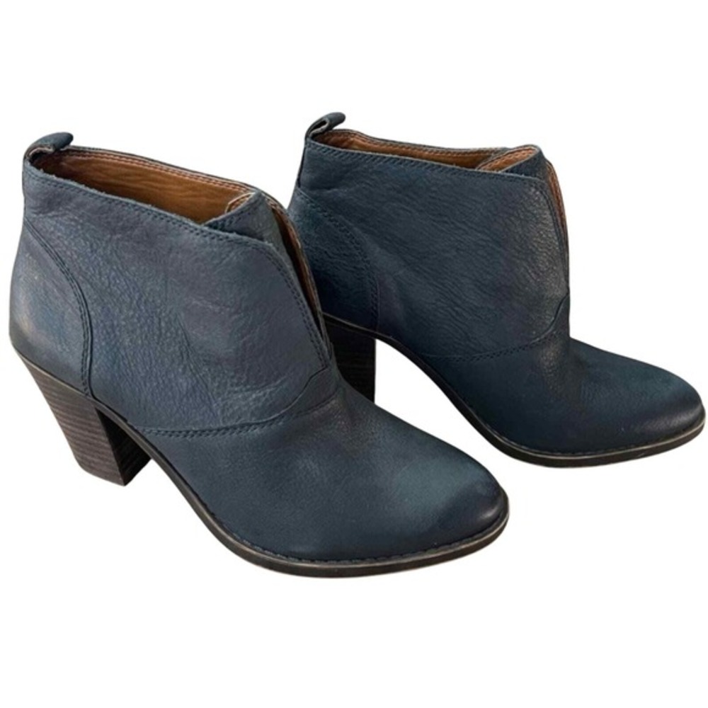 Lucky brand Black Western Style Leather Heeled Boots‎ Booties Size 8